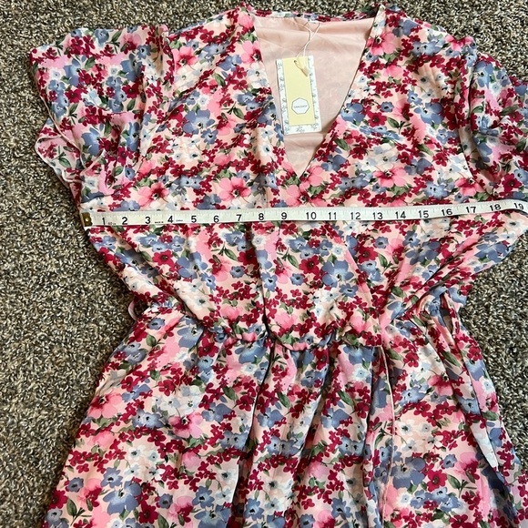GRACEASY DRESS PINK WHITE FLORAL PRINT FIT FLAIR WRAP SUMMER DRESS SIZE XL NET - Picture 10 of 14